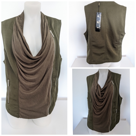 Rare Kim Kardashian Khaki Vest Jacket Sz L NWT - Picture 1 of 10